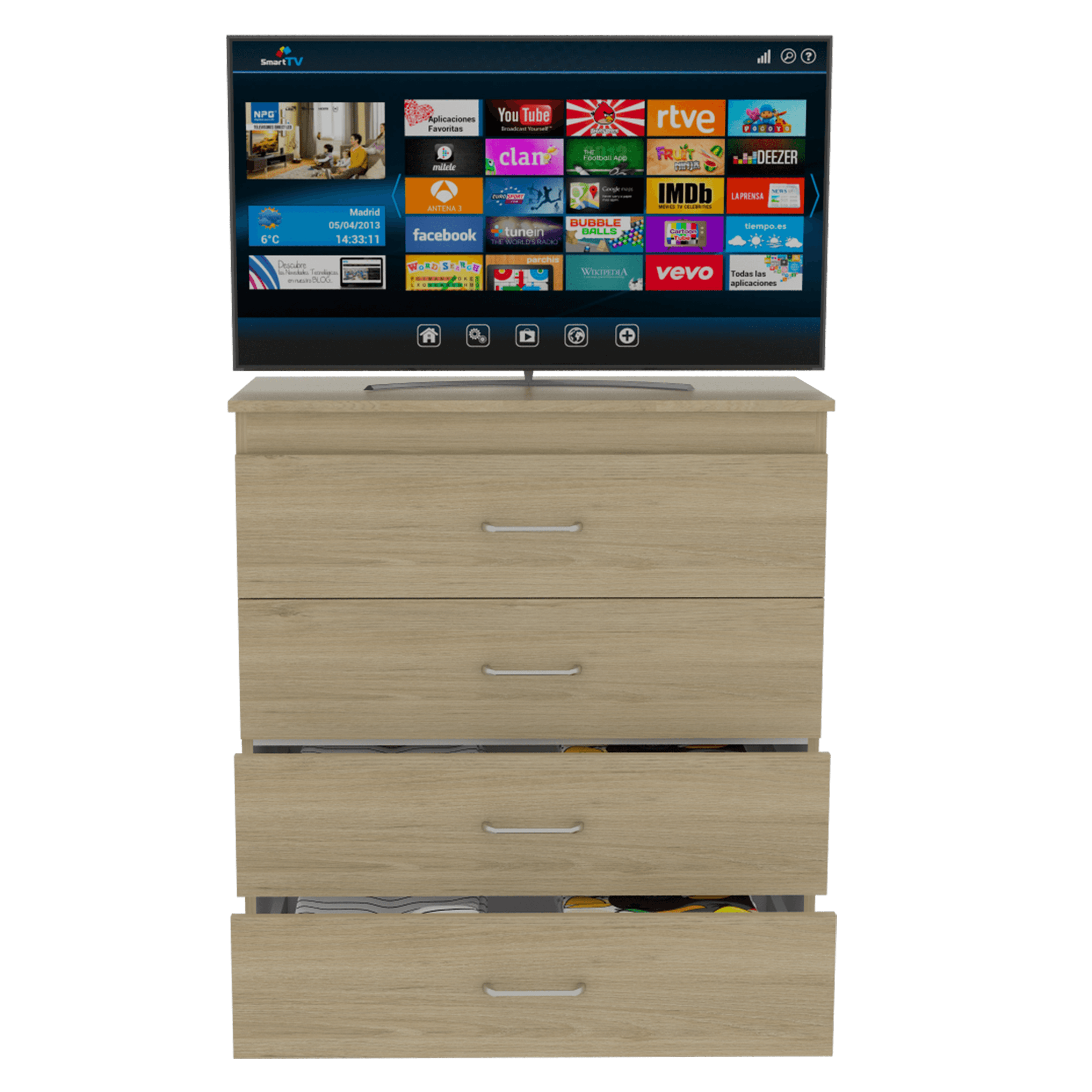 Foto 5 pulgar | Cómoda Organizador Marino, Beige Y Blanco, Con Cuatro Cajones Organizadores Y Manijas Metálicas