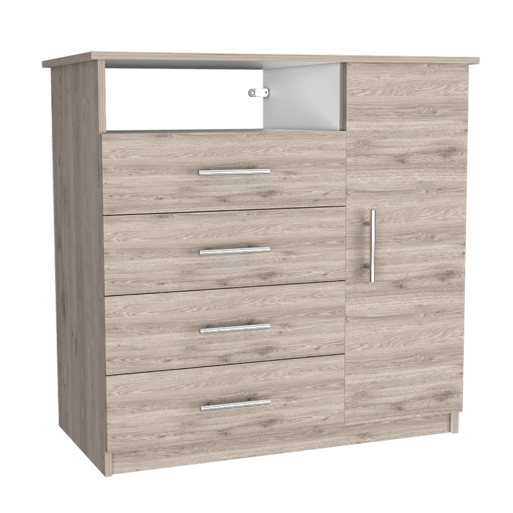 Foto 4 pulgar | Cómoda Organizador Barlovento, Humo Y Blanco, Con Cuatro Cajones Para Guardar Ropa