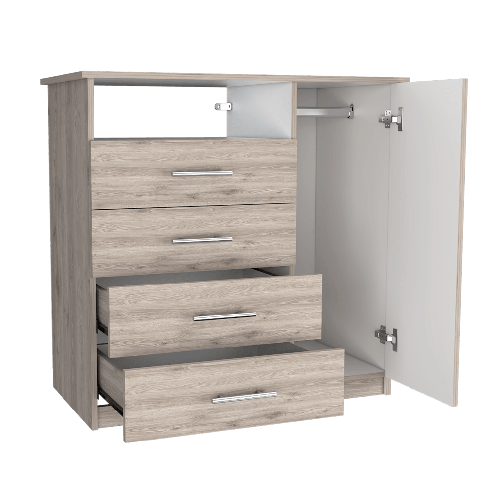 Foto 5 pulgar | Cómoda Organizador Barlovento, Humo Y Blanco, Con Cuatro Cajones Para Guardar Ropa
