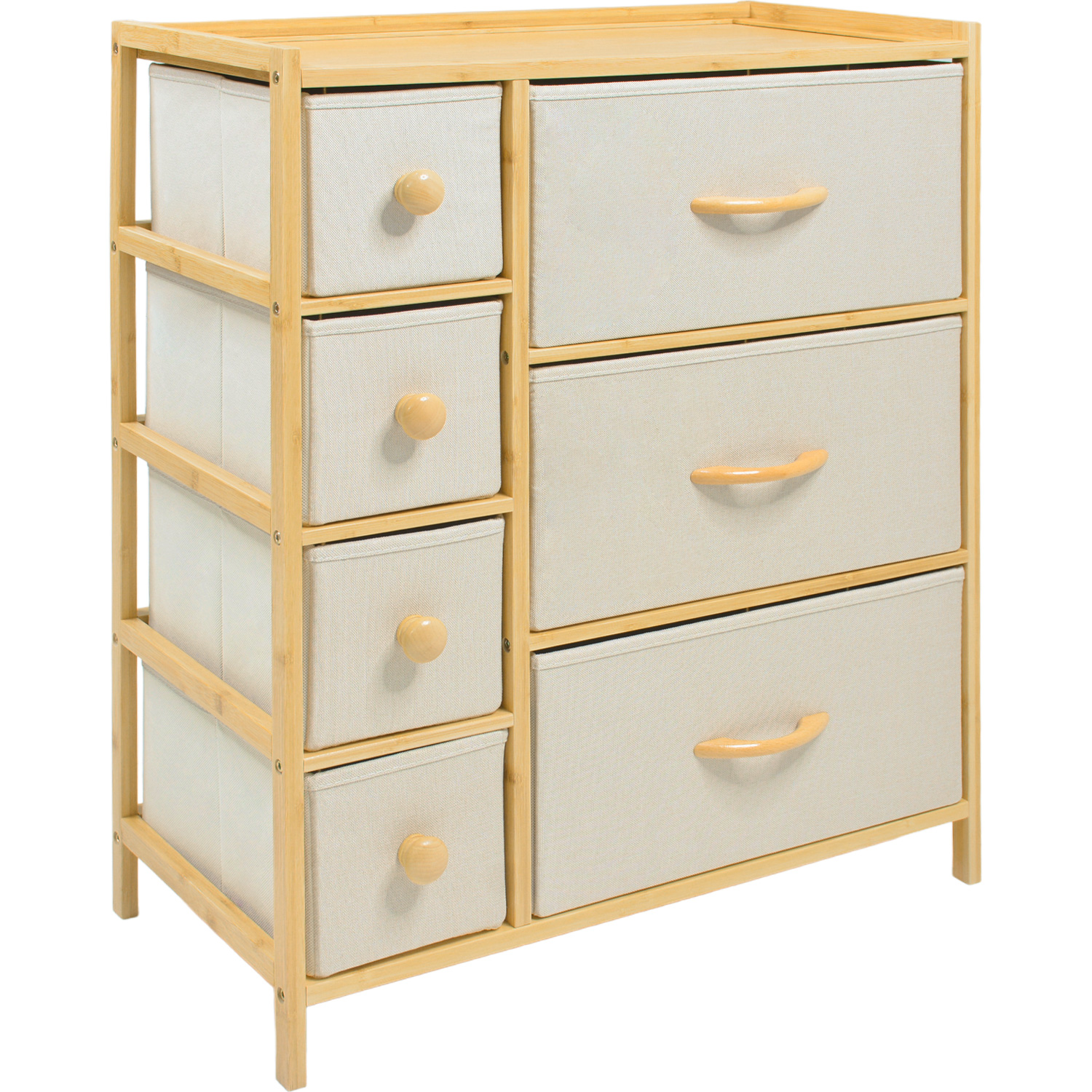 Comoda Cajonera Mueble Bambu Organizador 7 Cajones Blanco