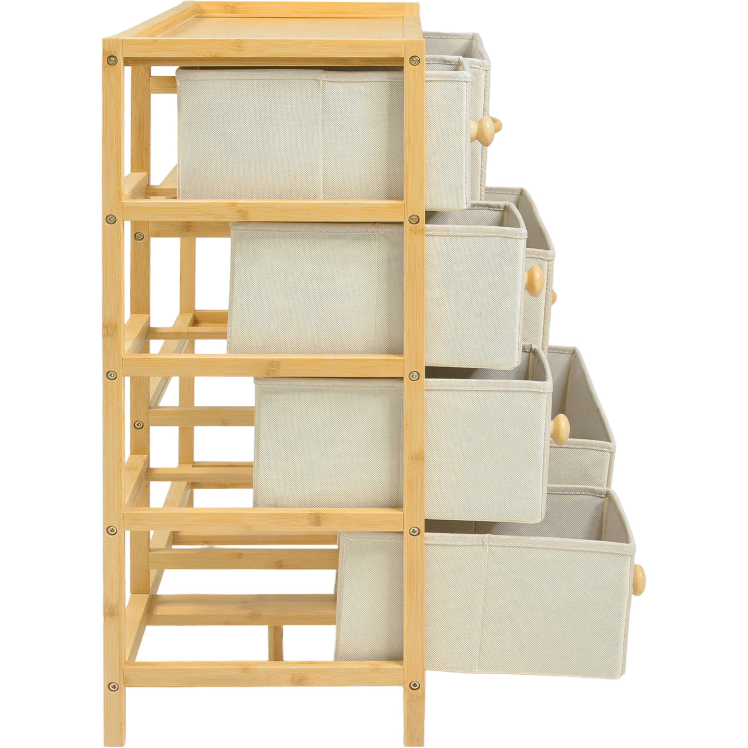 Foto 3 pulgar | Comoda Cajonera Mueble Bambu Organizador 7 Cajones Blanco