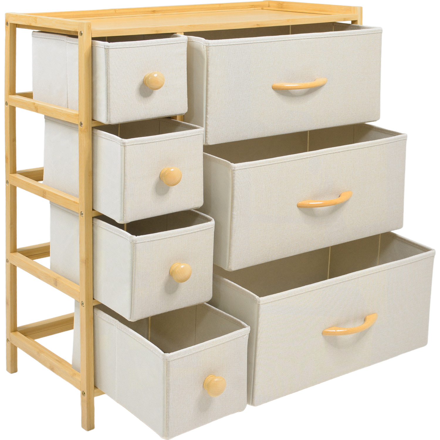 Foto 4 pulgar | Comoda Cajonera Mueble Bambu Organizador 7 Cajones Blanco