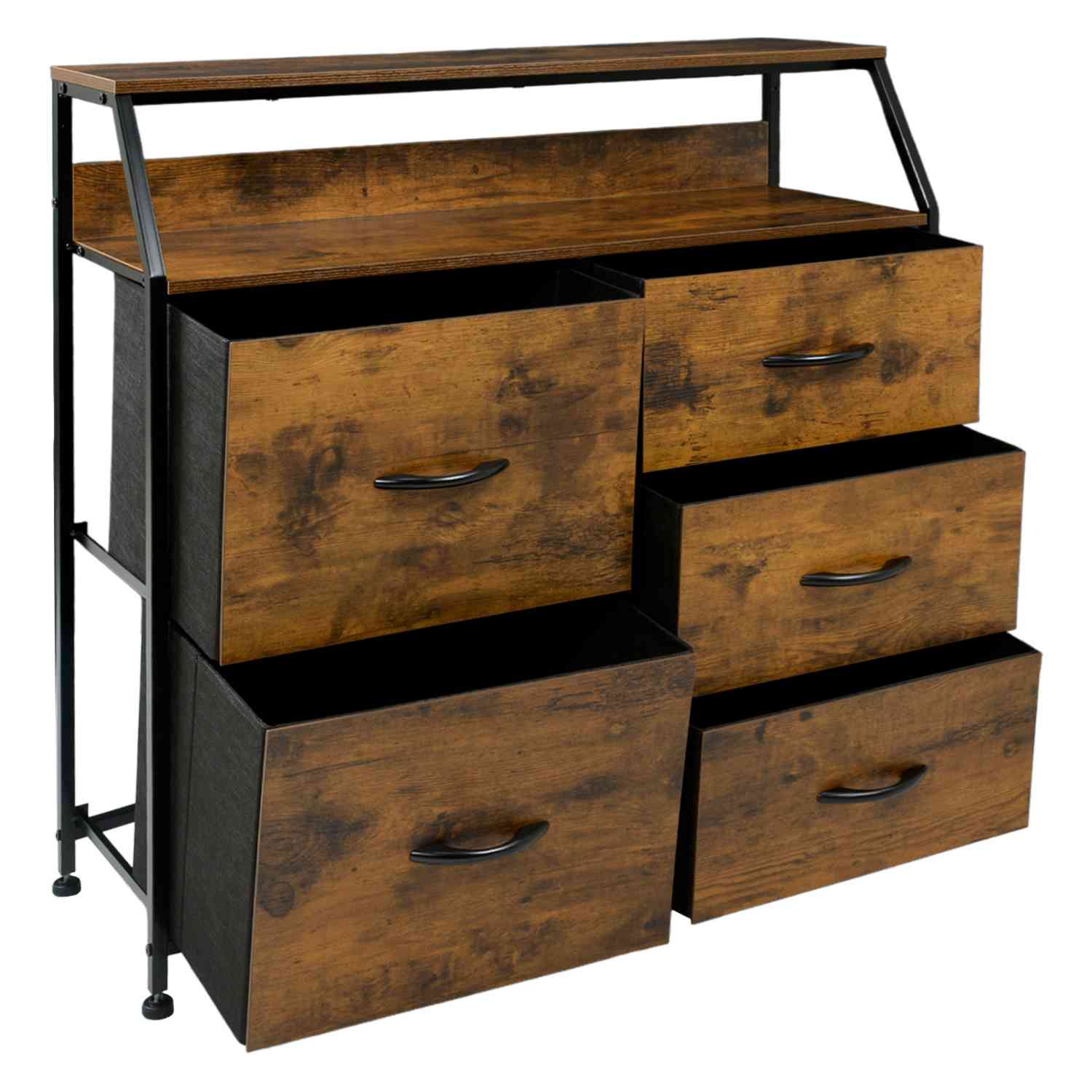 Foto 2 | Cómoda Rack & Pack Marrón Oscuro 5 Cajones Metal y Madera