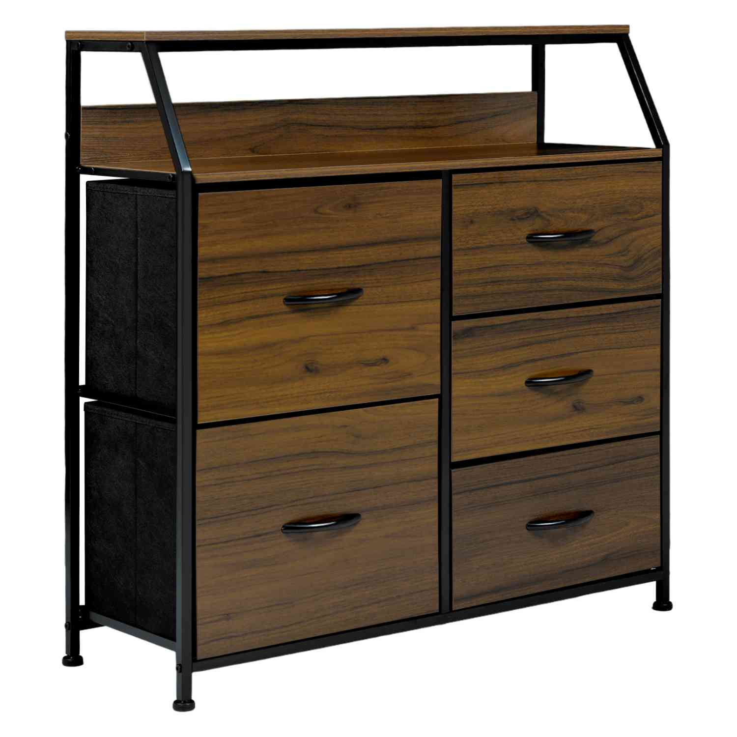 Cómoda Rack & Pack Marrón Estructura de Metal y 5 Cajones de Madera