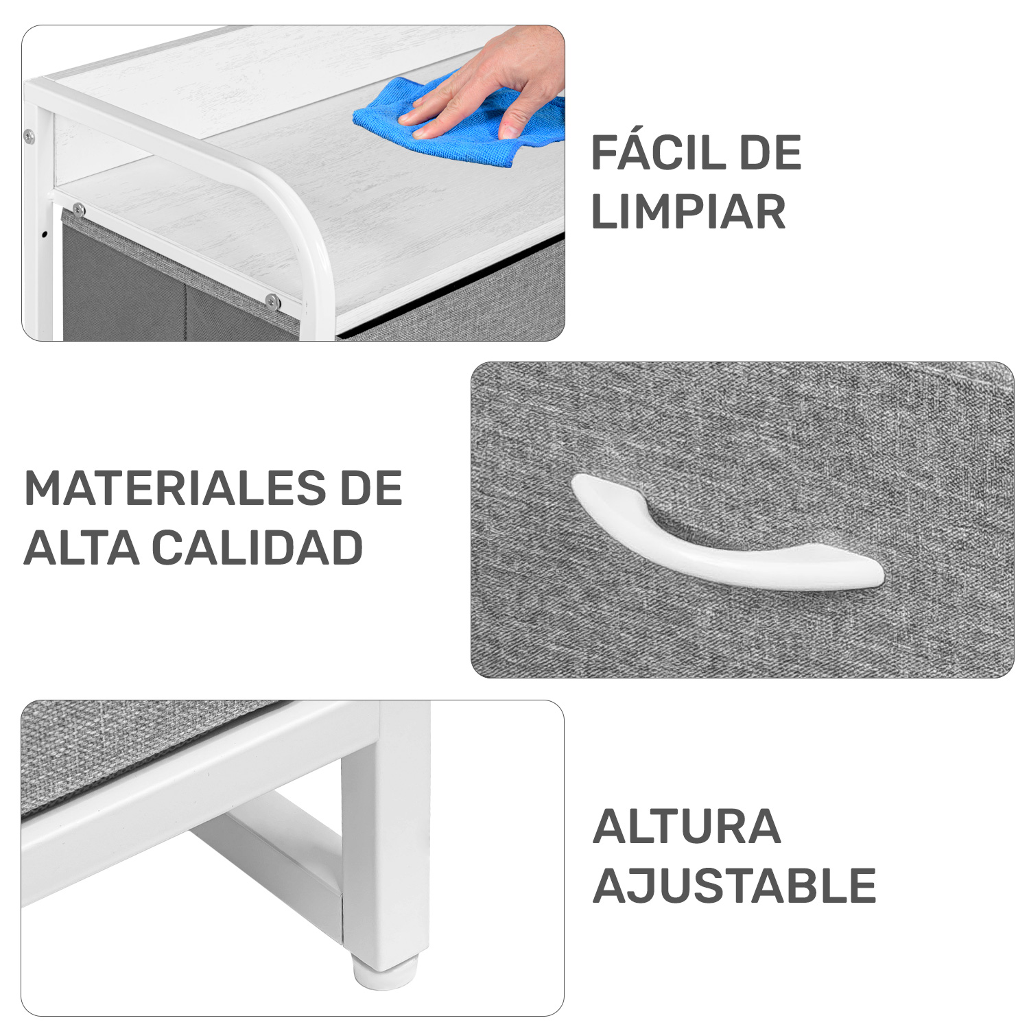 Foto 5 pulgar | Cómoda Rack & Pack Gris Metal con 7 Cajoneras de Tela