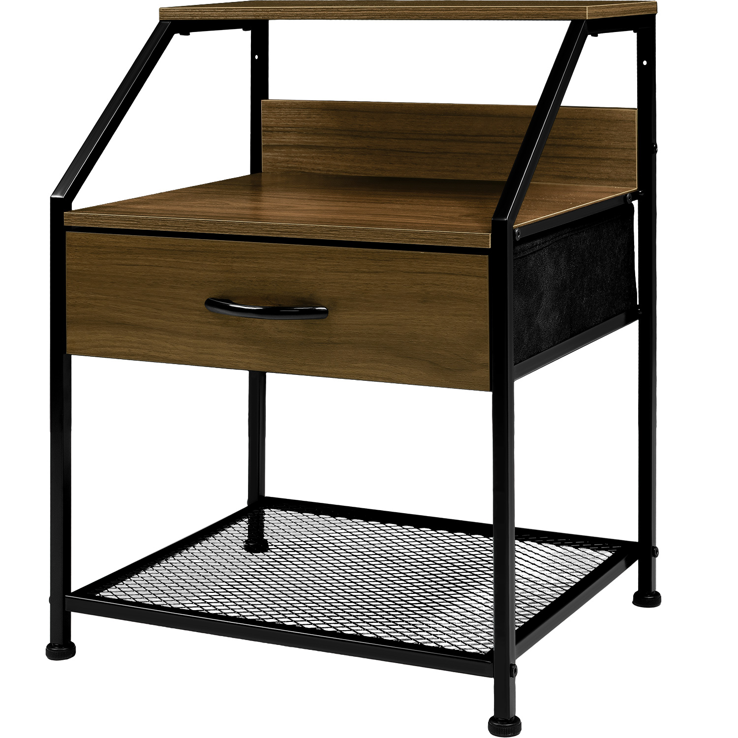 Foto 2 pulgar | Mueble Buro Cómoda Mesa Noche Balda 1 Cajón Moderno Café Oscuro