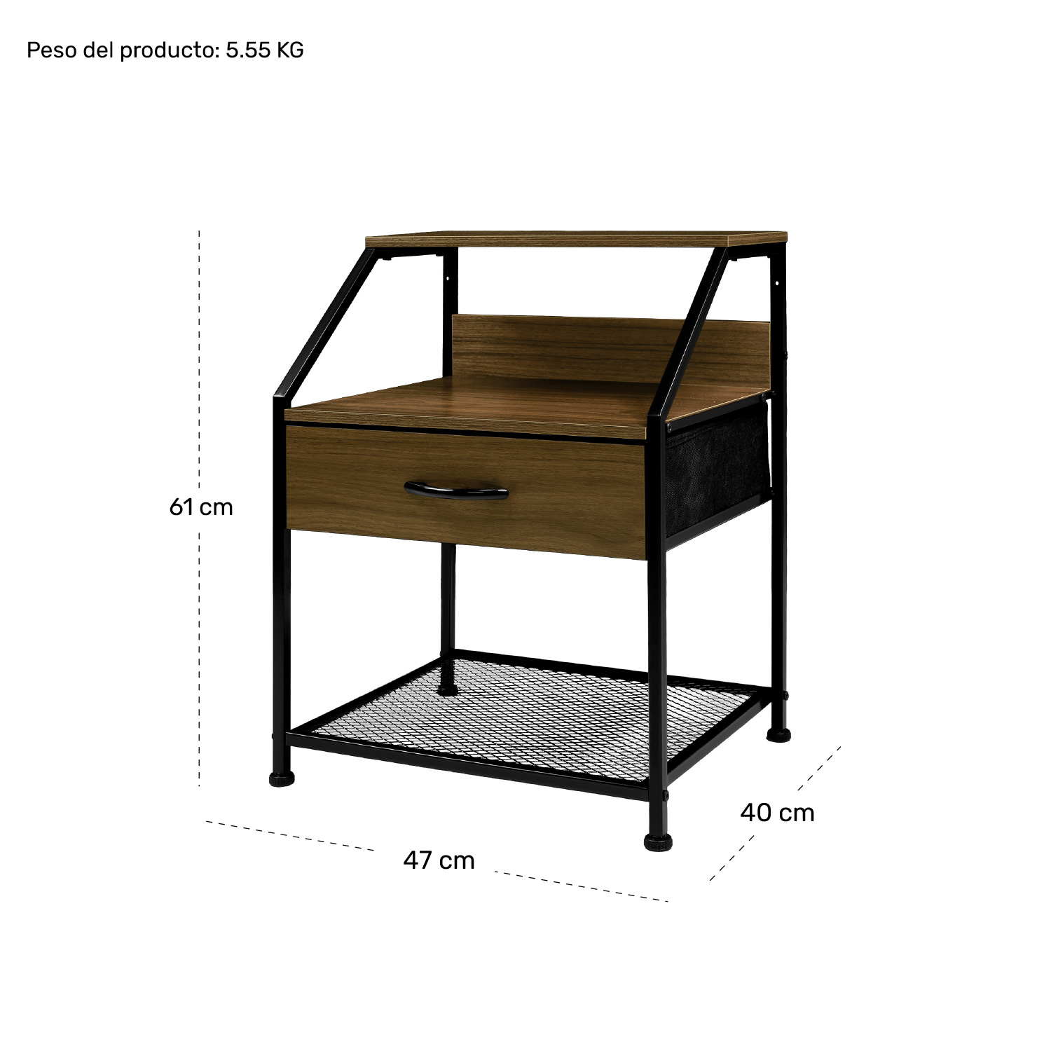 Foto 7 pulgar | Mueble Buro Cómoda Mesa Noche Balda 1 Cajón Moderno Café Oscuro