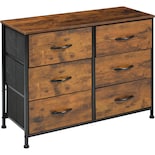 Cómoda Cajonera Mueble 6 Cajones Metal Organizador Madera Café Claro