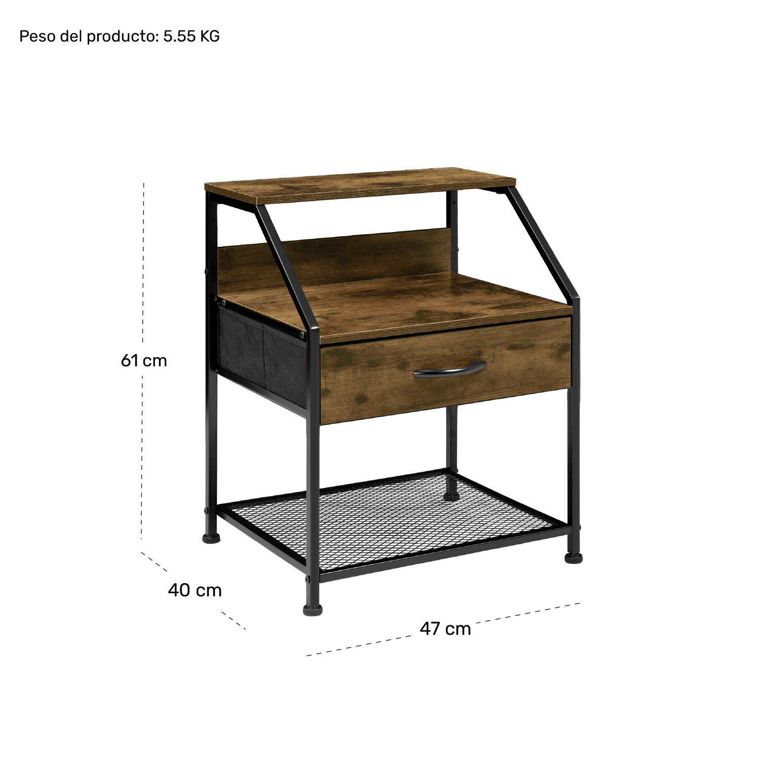 Foto 7 pulgar | Mueble Buro Cómoda Mesa Noche Balda 1 Cajón Moderno Café Claro