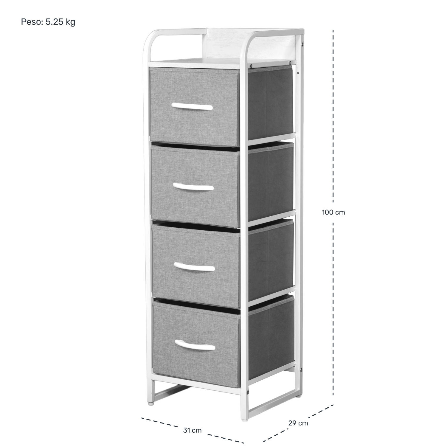 Foto 5 | Buró Torre Rack & Pack 4 Cajones Gris