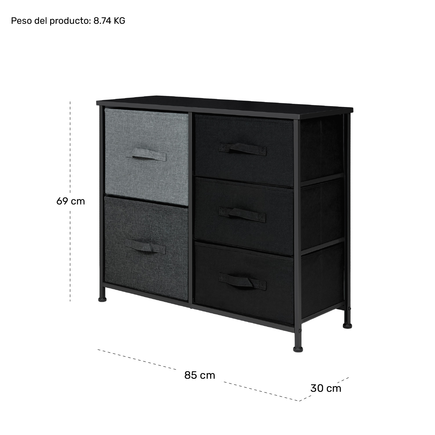 Foto 7 pulgar | Mueble Organizador 5 Cajones Tela Moderno Negro