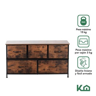 Foto 2 | Cómoda Cajonera de 5 Cajones Mueble Organizador Tela Madera