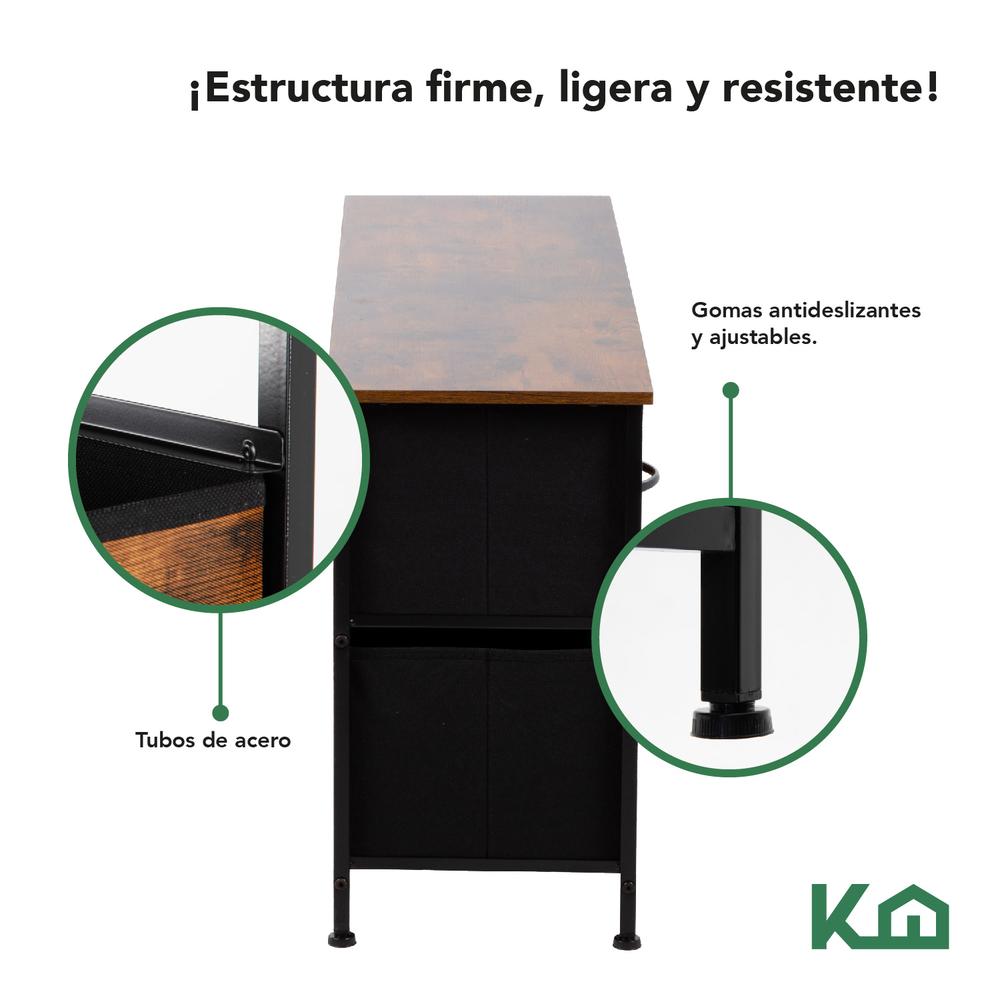 Foto 5 pulgar | Cómoda Cajonera de 5 Cajones Mueble Organizador Tela Madera