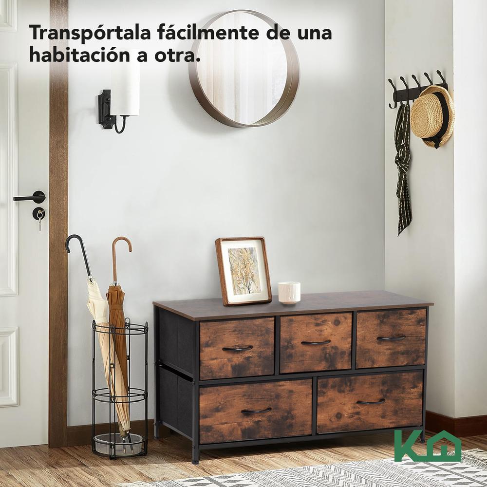 Foto 6 | Cómoda Cajonera de 5 Cajones Mueble Organizador Tela Madera
