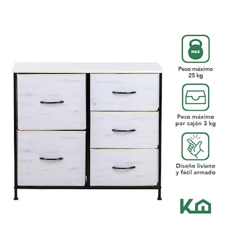 Foto 2 | Cómoda Cajonera 5 Cajones Mueble Organizador de Tela Madera