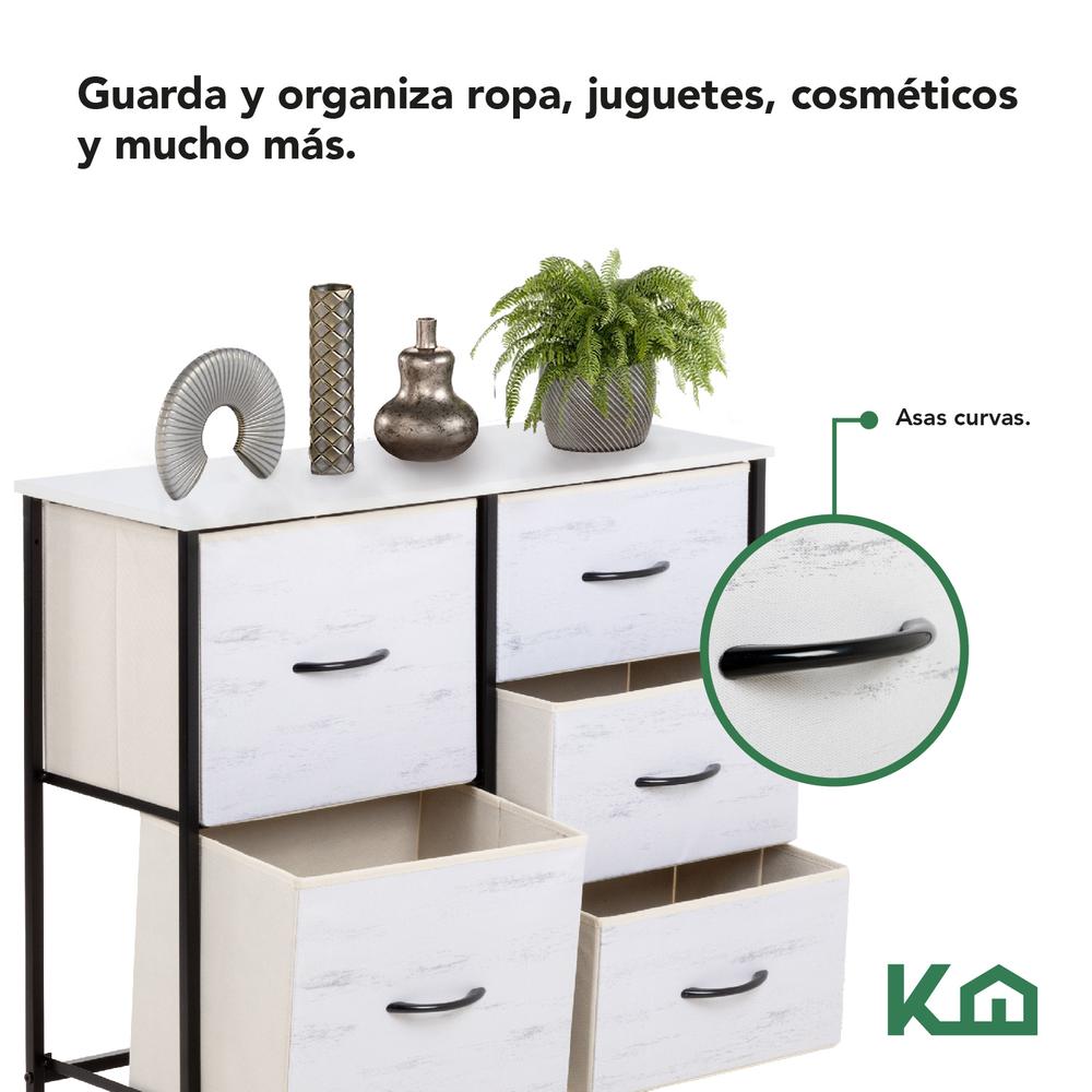 Foto 4 pulgar | Cómoda Cajonera 5 Cajones Mueble Organizador de Tela Madera