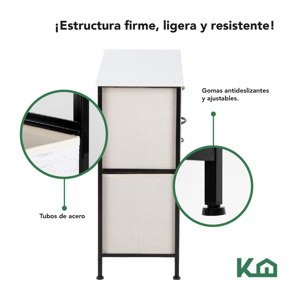 Foto 5 pulgar | Cómoda Cajonera 5 Cajones Mueble Organizador de Tela Madera