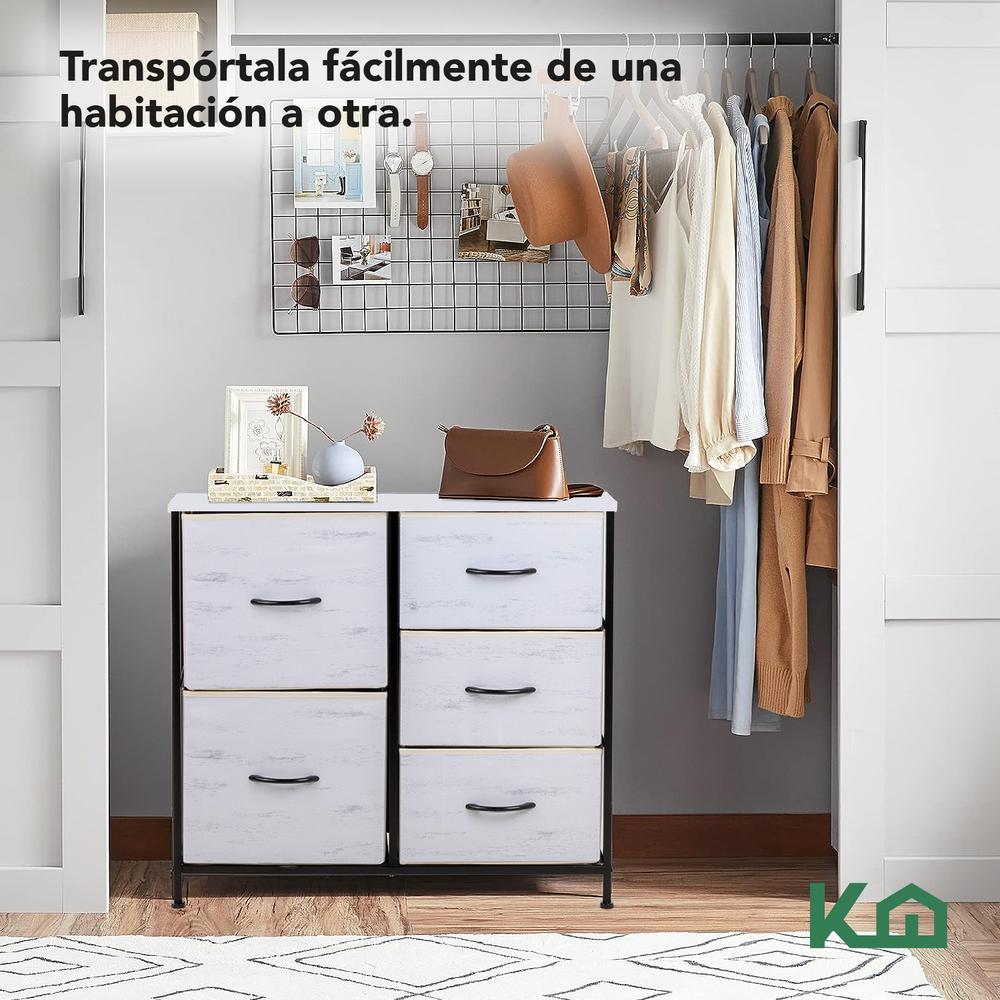 Foto 7 pulgar | Cómoda Cajonera 5 Cajones Mueble Organizador de Tela Madera