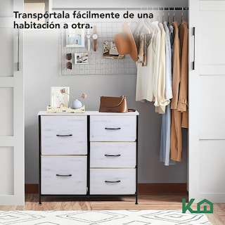 Foto 6 | Cómoda Cajonera 5 Cajones Mueble Organizador de Tela Madera