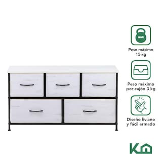 Foto 2 | Cómoda Cajonera de 5 Cajones Mueble Organizador de Tela y Madera