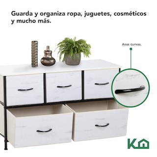 Foto 3 | Cómoda Cajonera de 5 Cajones Mueble Organizador de Tela y Madera