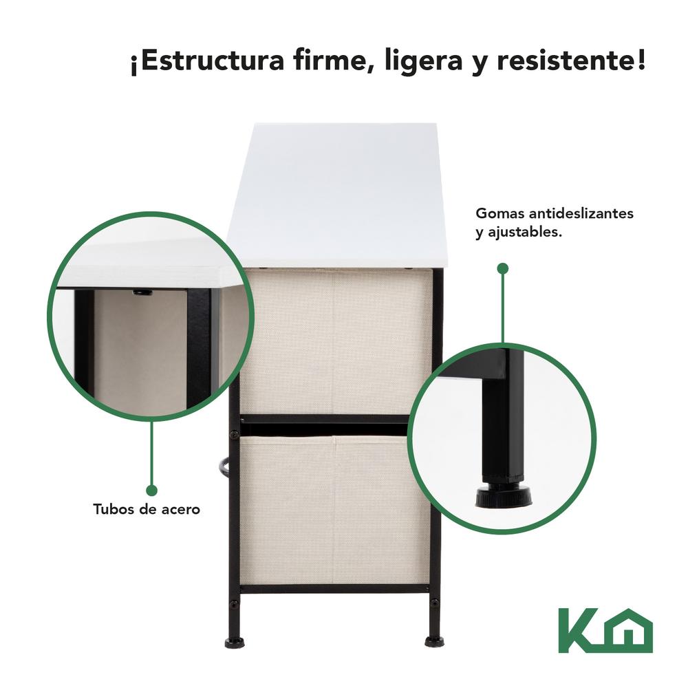 Foto 5 pulgar | Cómoda Cajonera de 5 Cajones Mueble Organizador de Tela y Madera