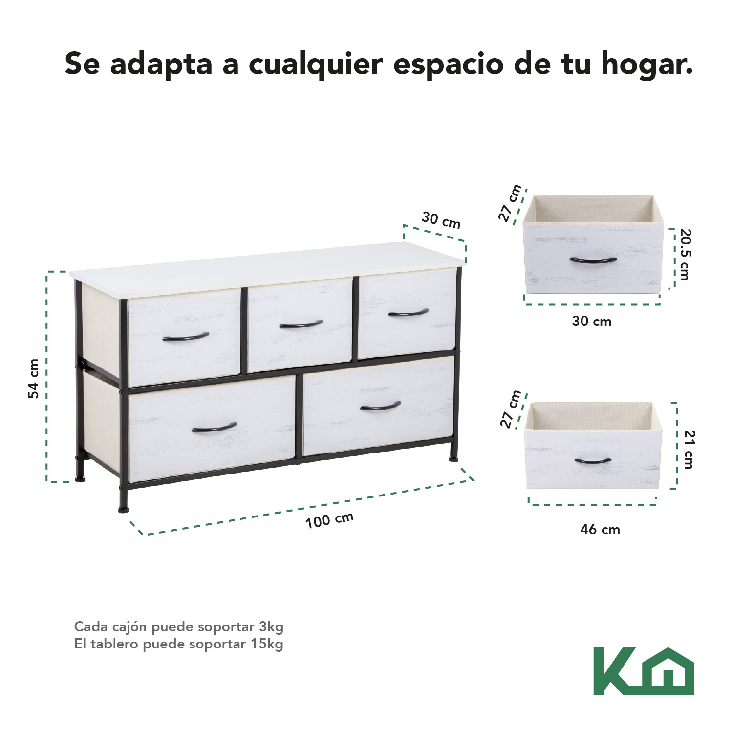 Foto 6 pulgar | Cómoda Cajonera de 5 Cajones Mueble Organizador de Tela y Madera