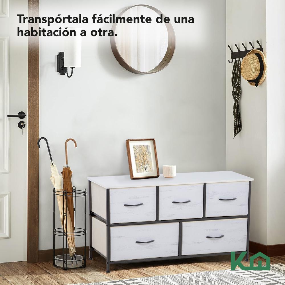 Foto 7 pulgar | Cómoda Cajonera de 5 Cajones Mueble Organizador de Tela y Madera