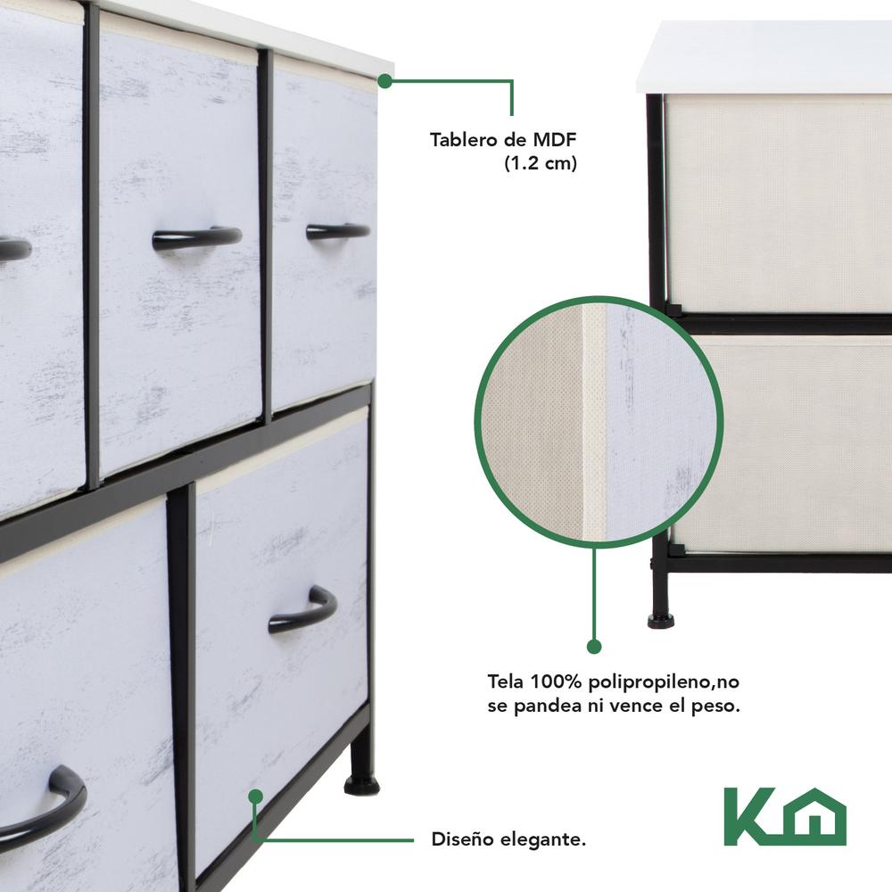 Foto 8 pulgar | Cómoda Cajonera de 5 Cajones Mueble Organizador de Tela y Madera