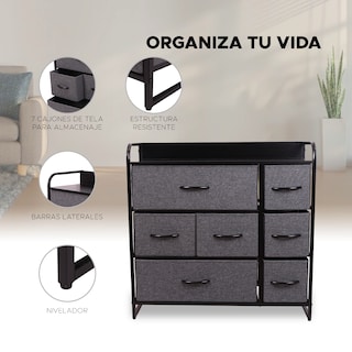 Foto 2 | Cómoda De Tela Con 7 Cajones – Gris