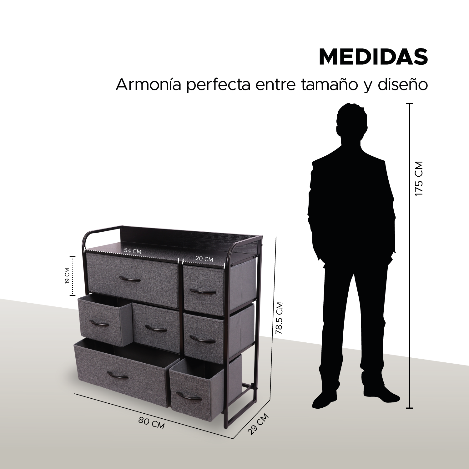 Foto 3 | Cómoda De Tela Con 7 Cajones – Gris