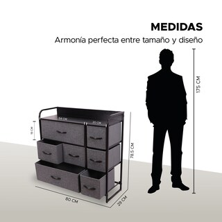 Foto 3 | Cómoda De Tela Con 7 Cajones – Gris