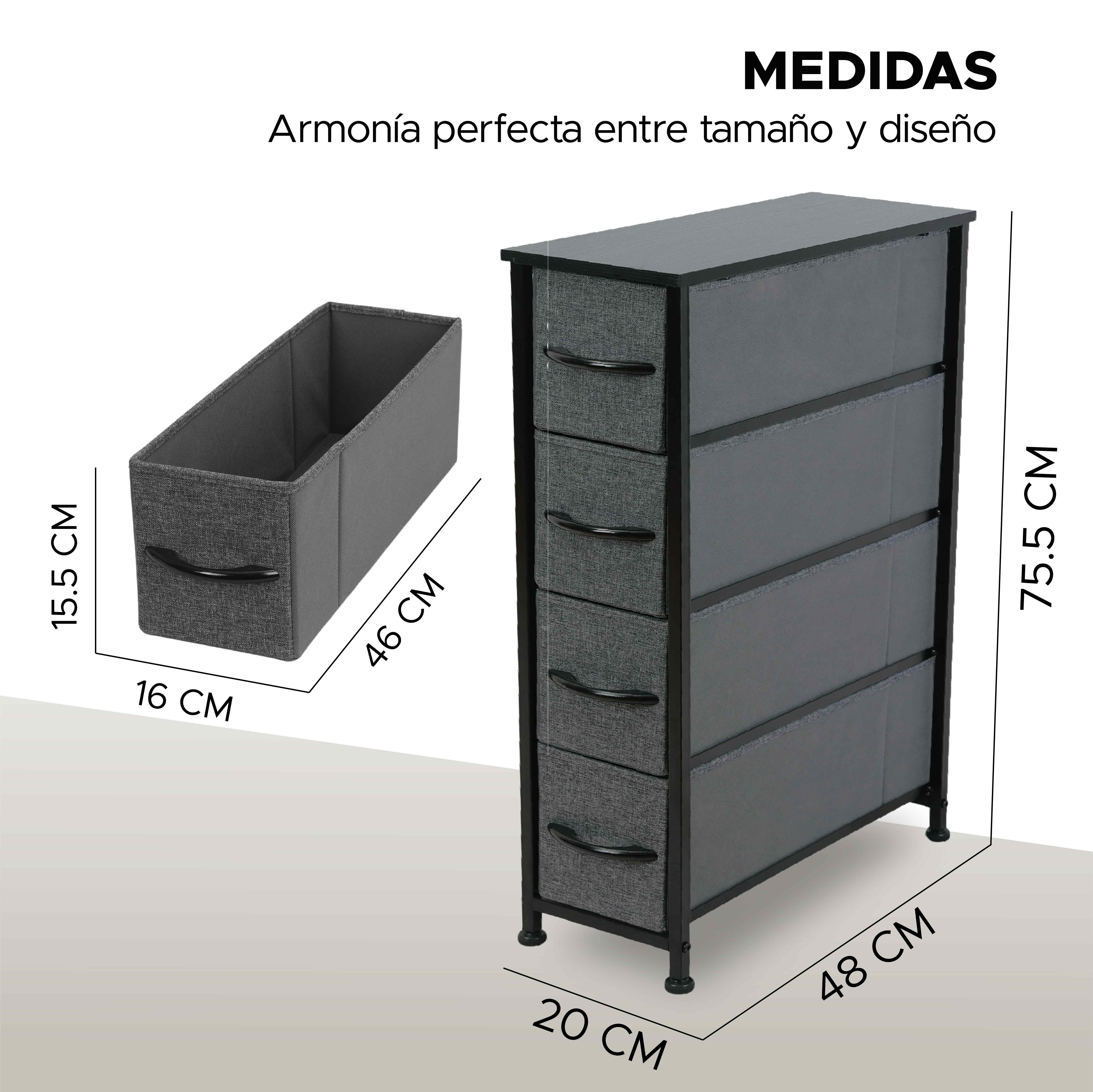 Foto 3 | Cómoda De Tela Con 4 Cajones – Gris