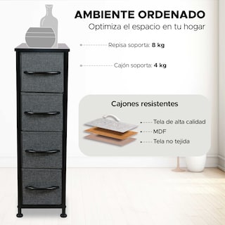 Foto 4 | Cómoda De Tela Con 4 Cajones – Gris