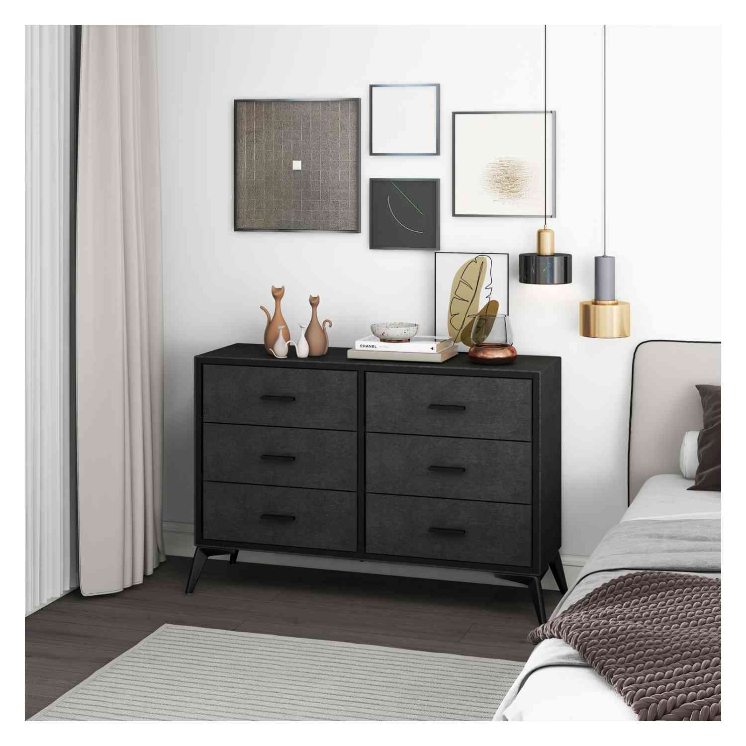 Foto 7 | Comoda Mueble Cajonera Buro 6 Cajones Tela Tejido Recamara Negro