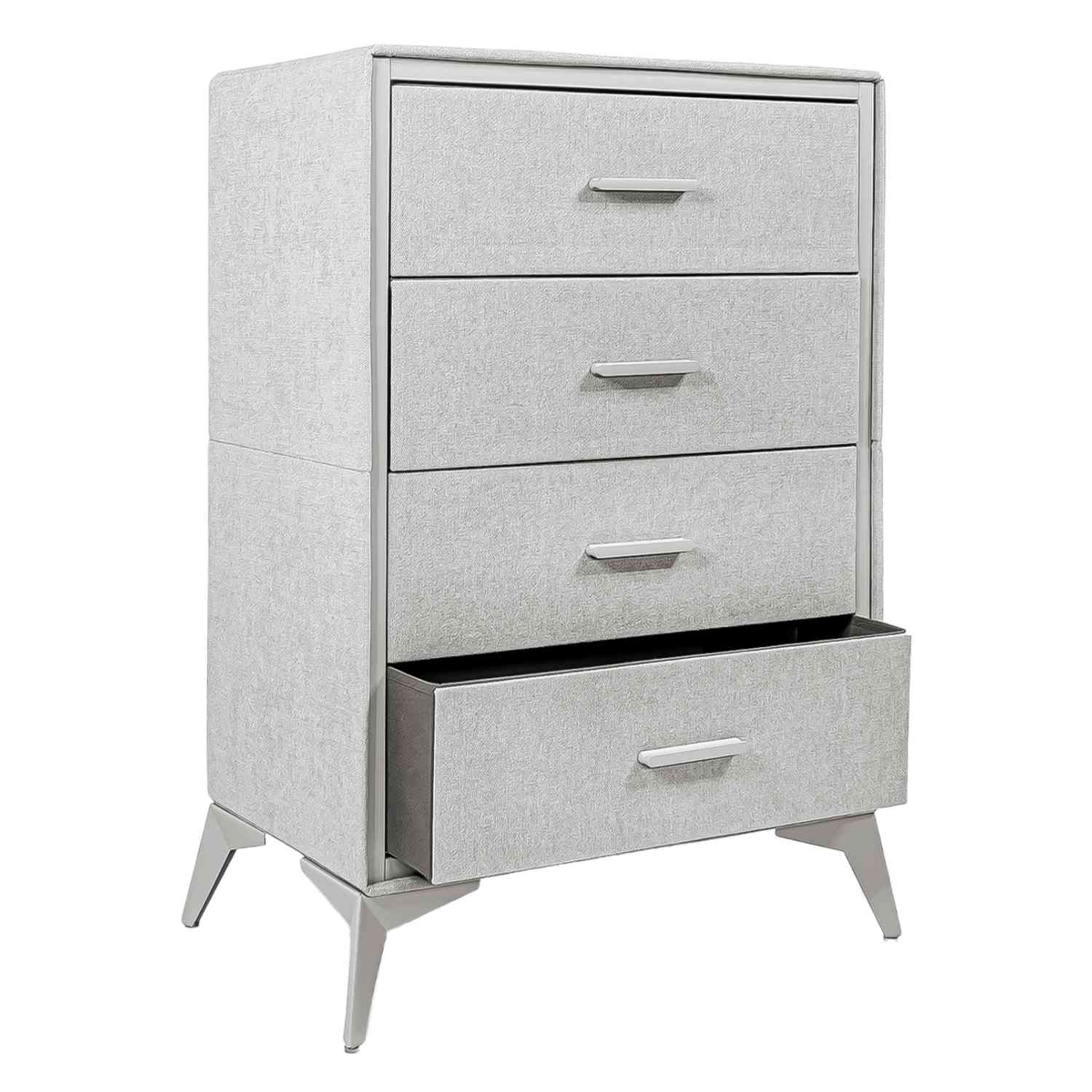 Buro Cajonera 4 Cajones Tela Tejido Comoda Recamara Gris $2,499