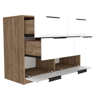 Foto 4 | Cómoda Organizador Wesley Miel y Blanco con Cuatro Cajones X2 Virtual Muebles