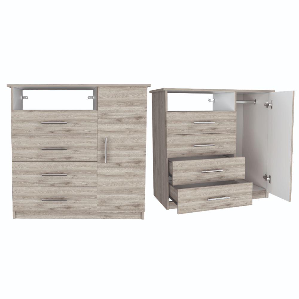 Cómoda Organizador Barlovento Humo y Blanco con Cuatro Cajones X2 Virtual Muebles