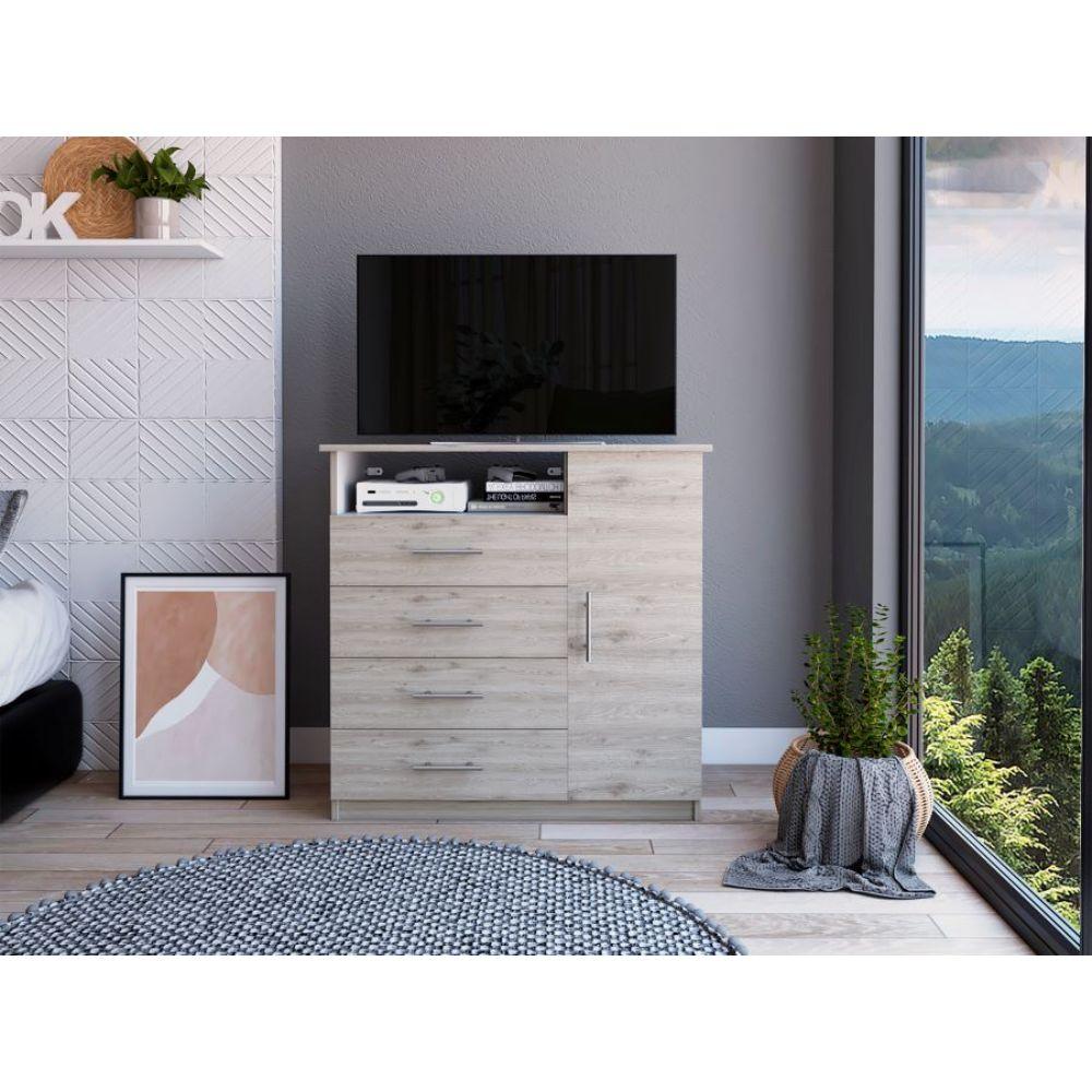 Foto 2 | Cómoda Organizador Barlovento Humo y Blanco con Cuatro Cajones X2 Virtual Muebles
