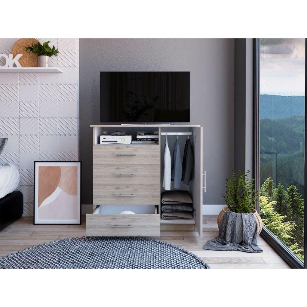 Foto 3 | Cómoda Organizador Barlovento Humo y Blanco con Cuatro Cajones X2 Virtual Muebles