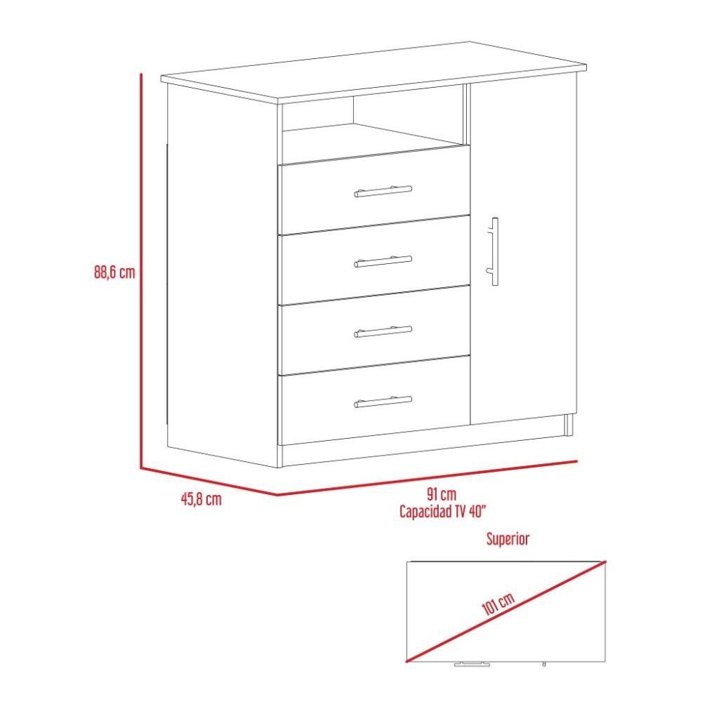 Foto 4 | Cómoda Organizador Barlovento Humo y Blanco con Cuatro Cajones X2 Virtual Muebles