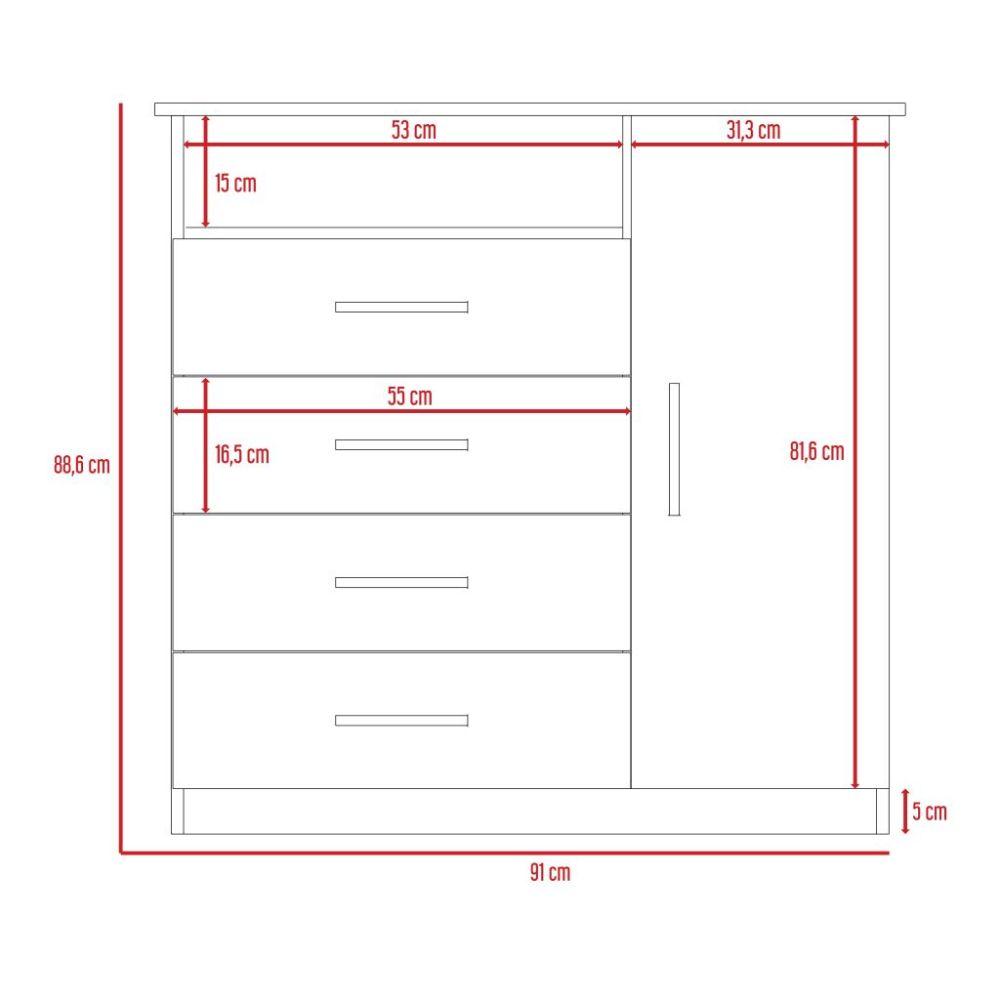 Foto 5 | Cómoda Organizador Barlovento Humo y Blanco con Cuatro Cajones X2 Virtual Muebles
