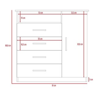 Foto 5 | Cómoda Organizador Barlovento Humo y Blanco con Cuatro Cajones X2 Virtual Muebles