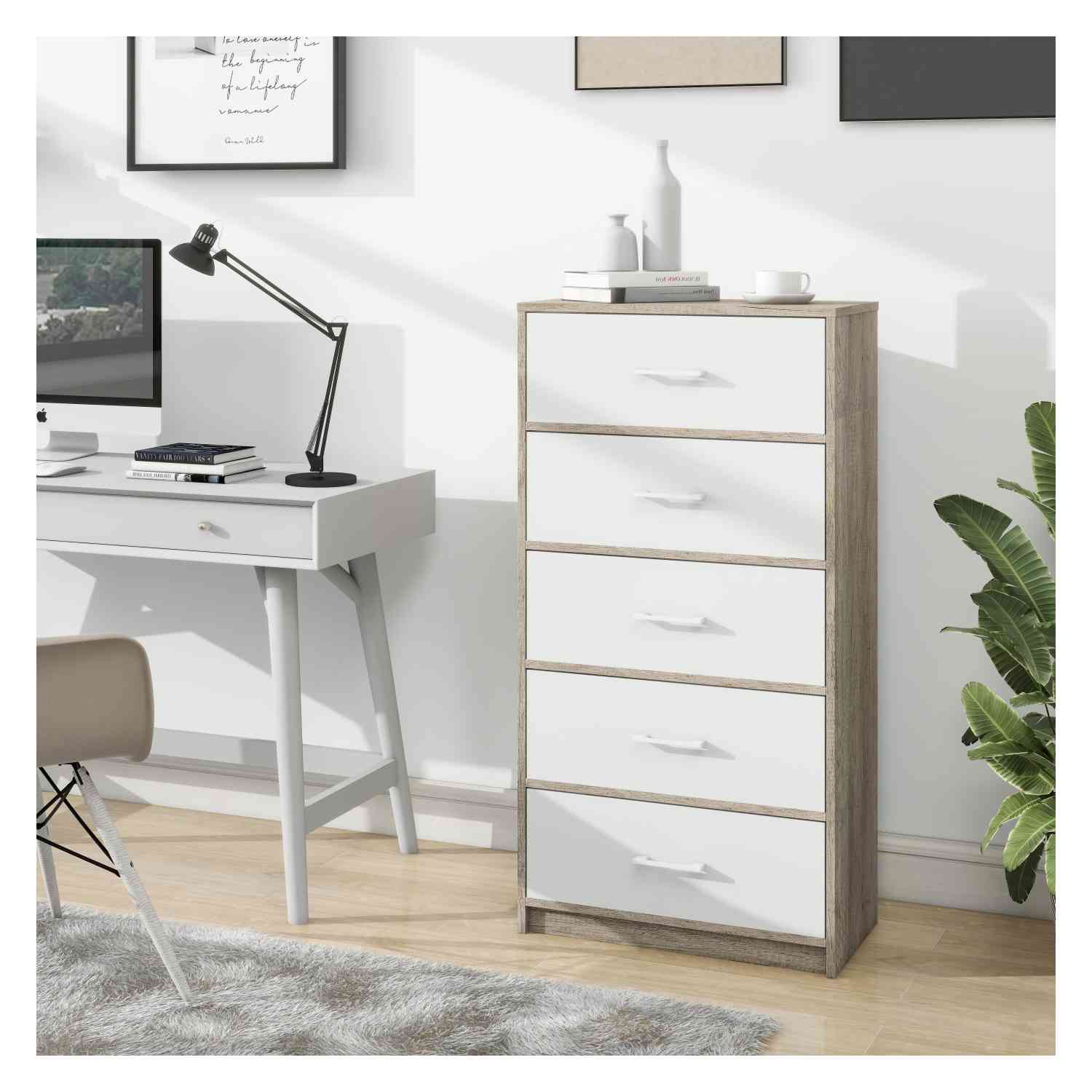 Foto 7 pulgar | Mueble Comoda Cajonera 5 Cajones Tela Estructura Acero Mdf