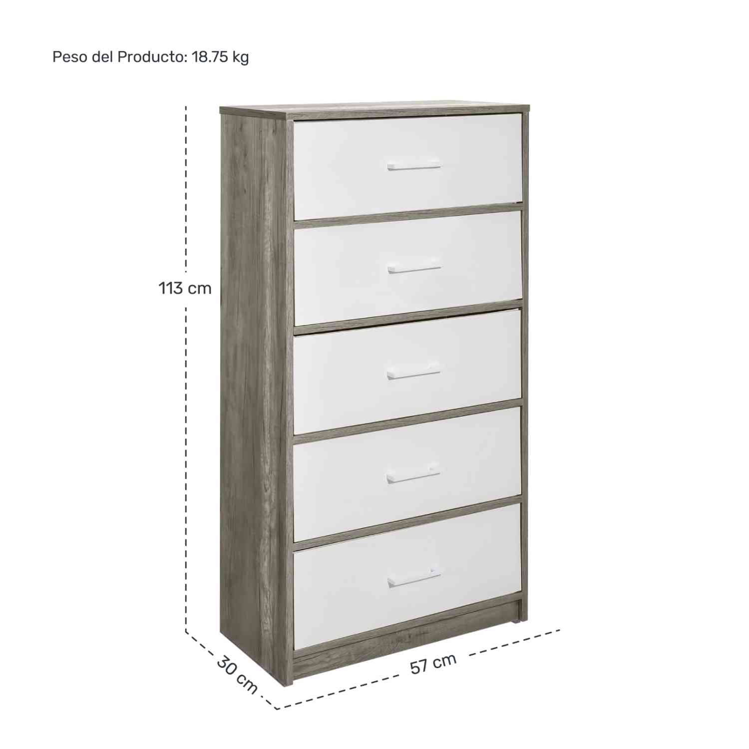 Foto 8 pulgar | Mueble Comoda Cajonera 5 Cajones Tela Estructura Acero Mdf