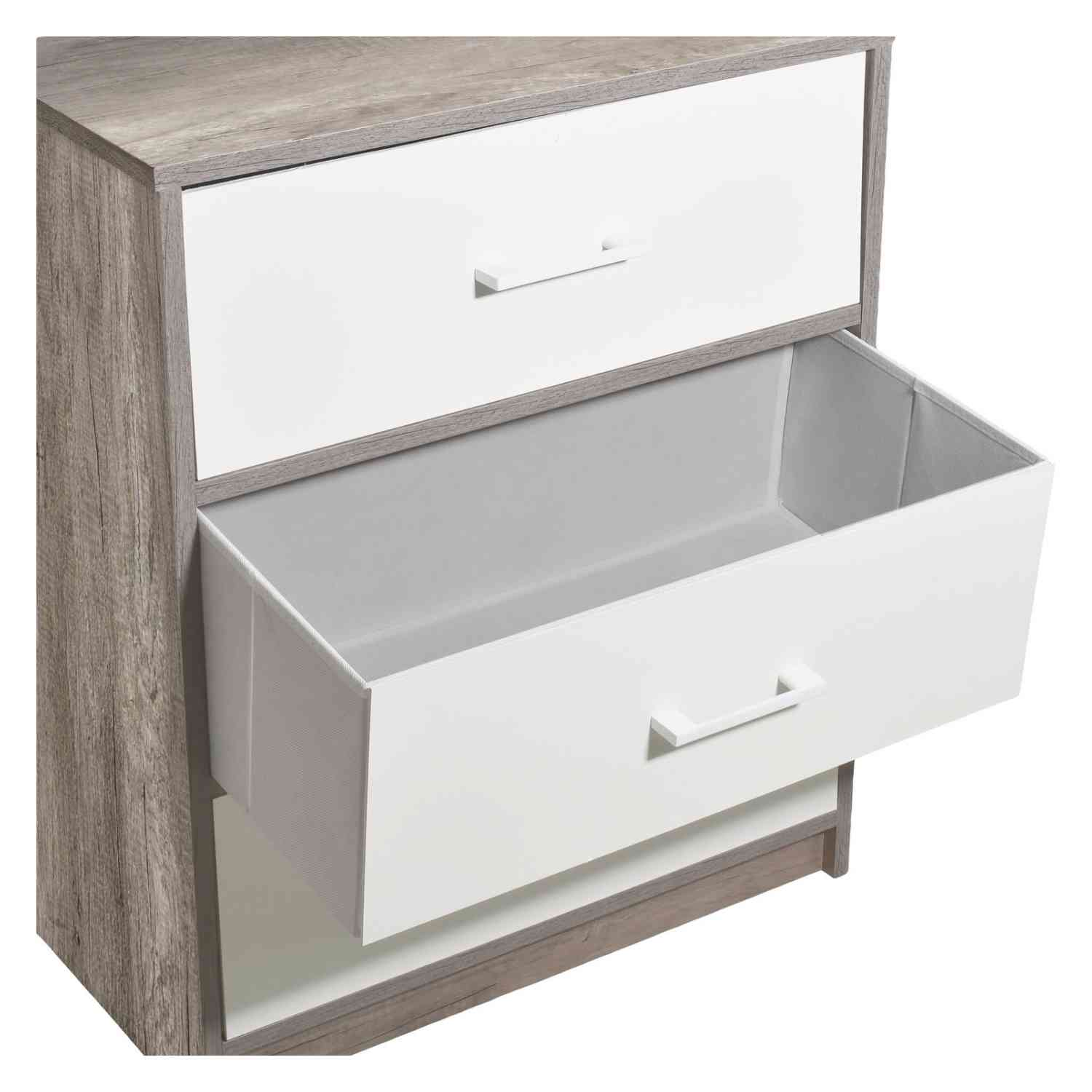 Foto 5 pulgar | Mueble Comoda Cajonera 3 Cajones Tela Estructura Acero Mdf