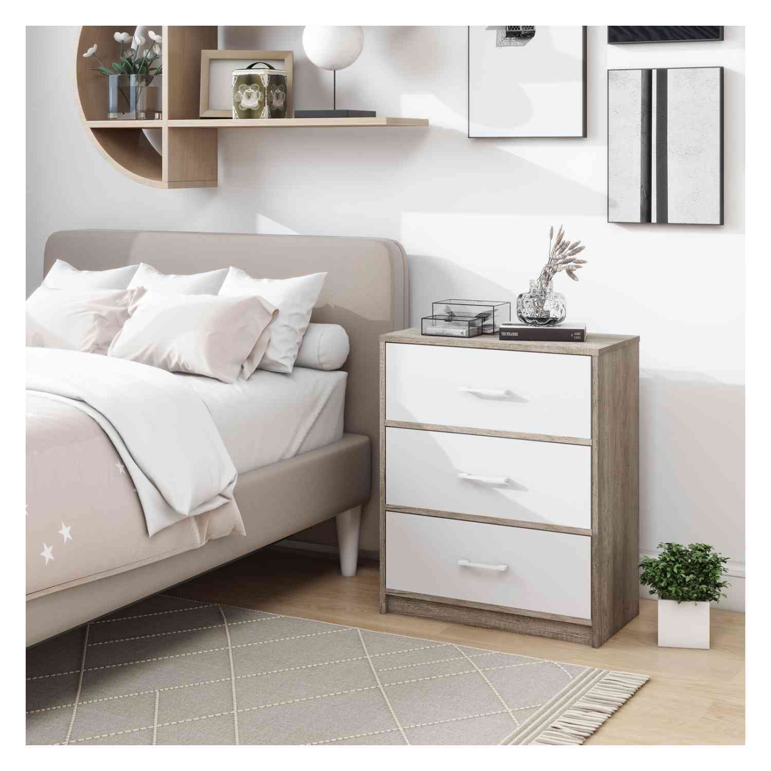 Foto 6 pulgar | Mueble Comoda Cajonera 3 Cajones Tela Estructura Acero Mdf