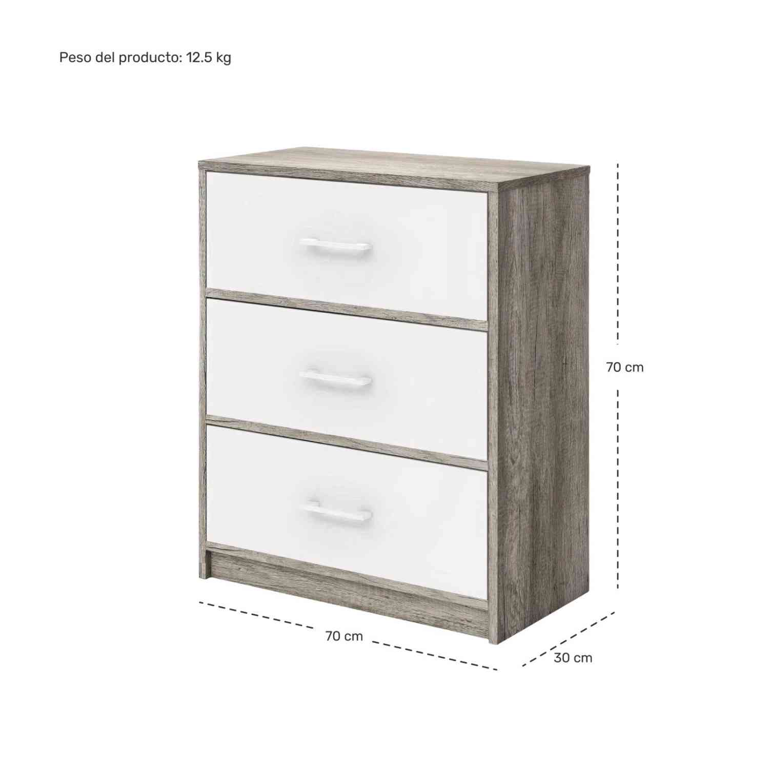 Foto 7 pulgar | Mueble Comoda Cajonera 3 Cajones Tela Estructura Acero Mdf