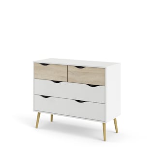 Foto 2 | Cómoda Blanca Y Madera Con 4 Cajones. Estructura De Madera Industrial