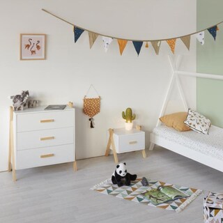 Foto 4 | Cajonera Infantil Color Blanco Y Madera Con 3 Cajones Hecha De Madera Maciza Y Mdf